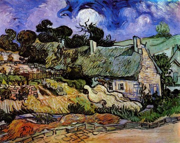 Maisons aux toits de chaume Cordeville Vincent van Gogh Peinture à l'huile